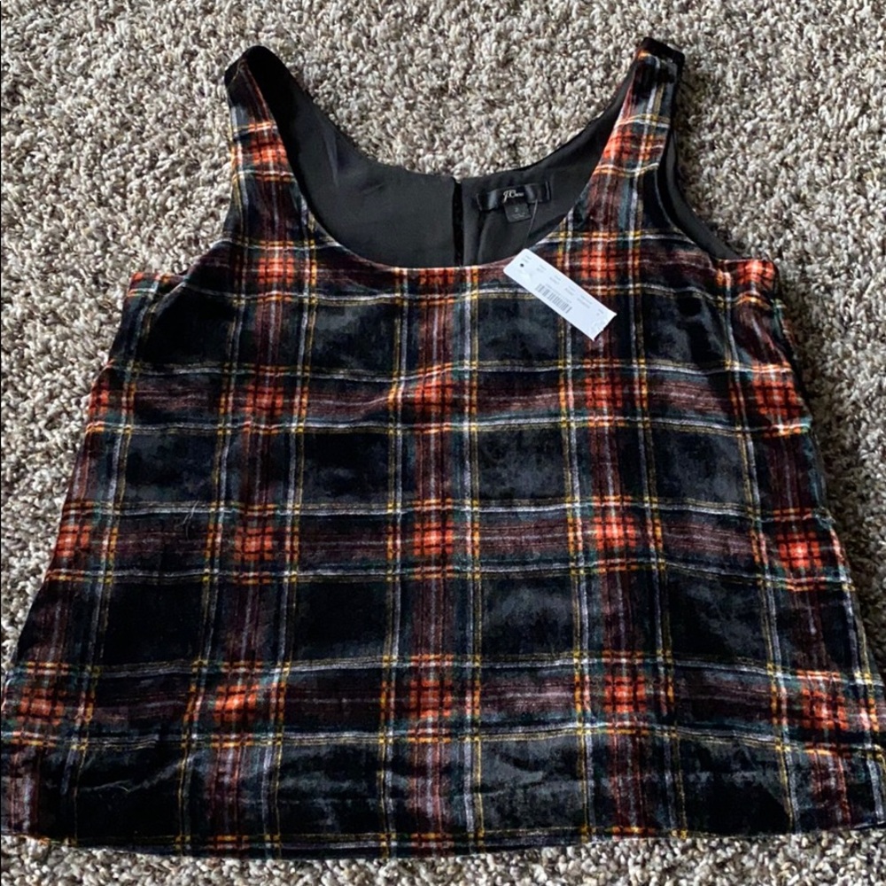 J. Crew Velvet Holiday plaid top